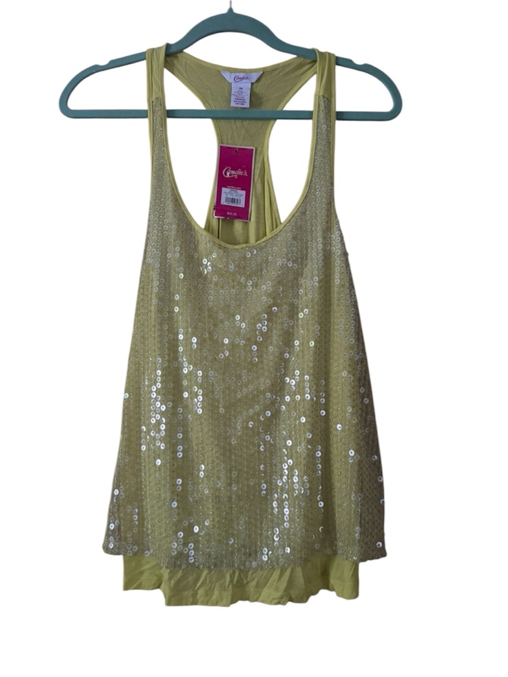 Y2K Candie’s NWT Sequin Lime Green Tank Top Rave Festival Mermaid Fairy L Medium